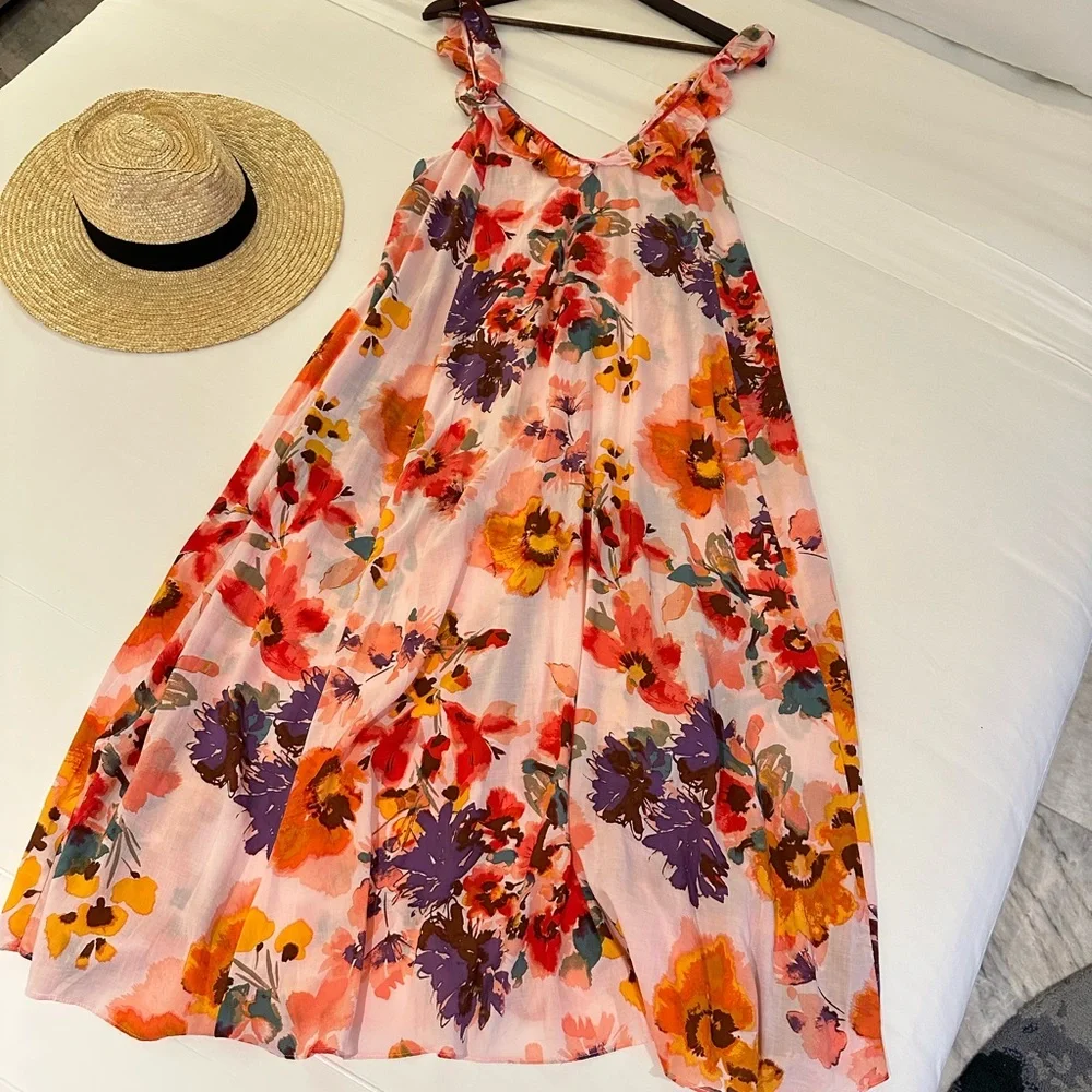 H&M Floral Flounce Trim Ruffle Midi Dress - Picture 13 of 16